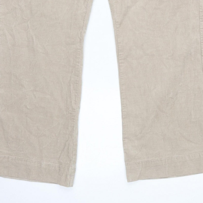 Marks and Spencer Women Beige UK 22 Regular Bootcut Cord Trousers