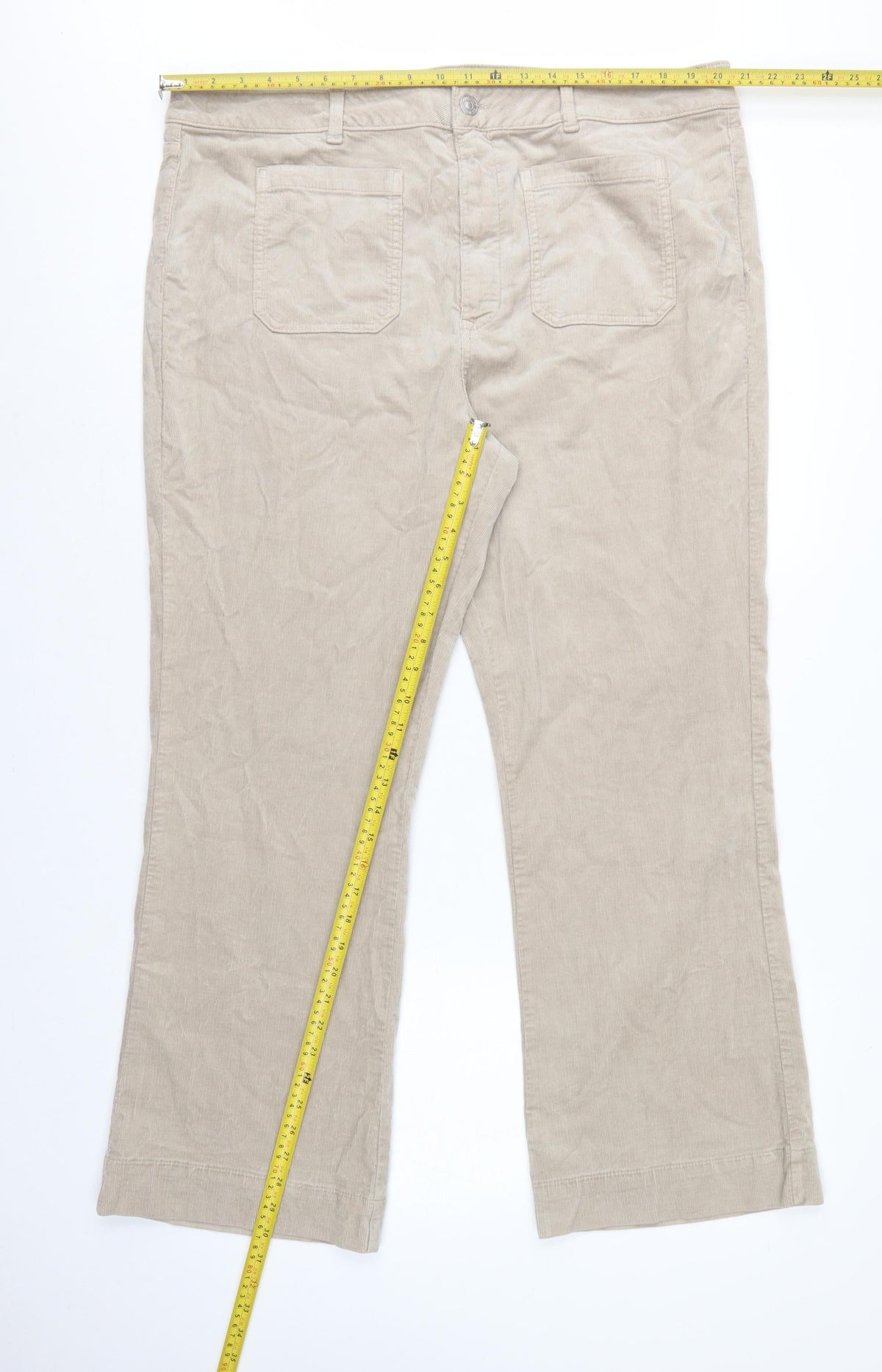 Marks and Spencer Women Beige UK 22 Regular Bootcut Cord Trousers