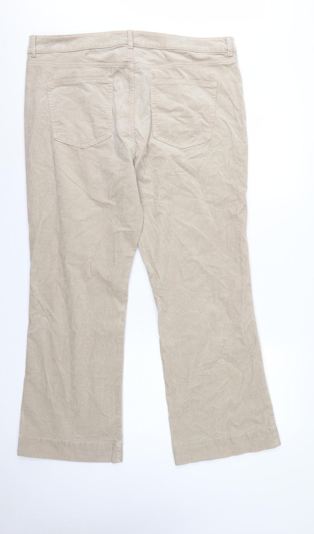 Marks and Spencer Women Beige UK 22 Regular Bootcut Cord Trousers