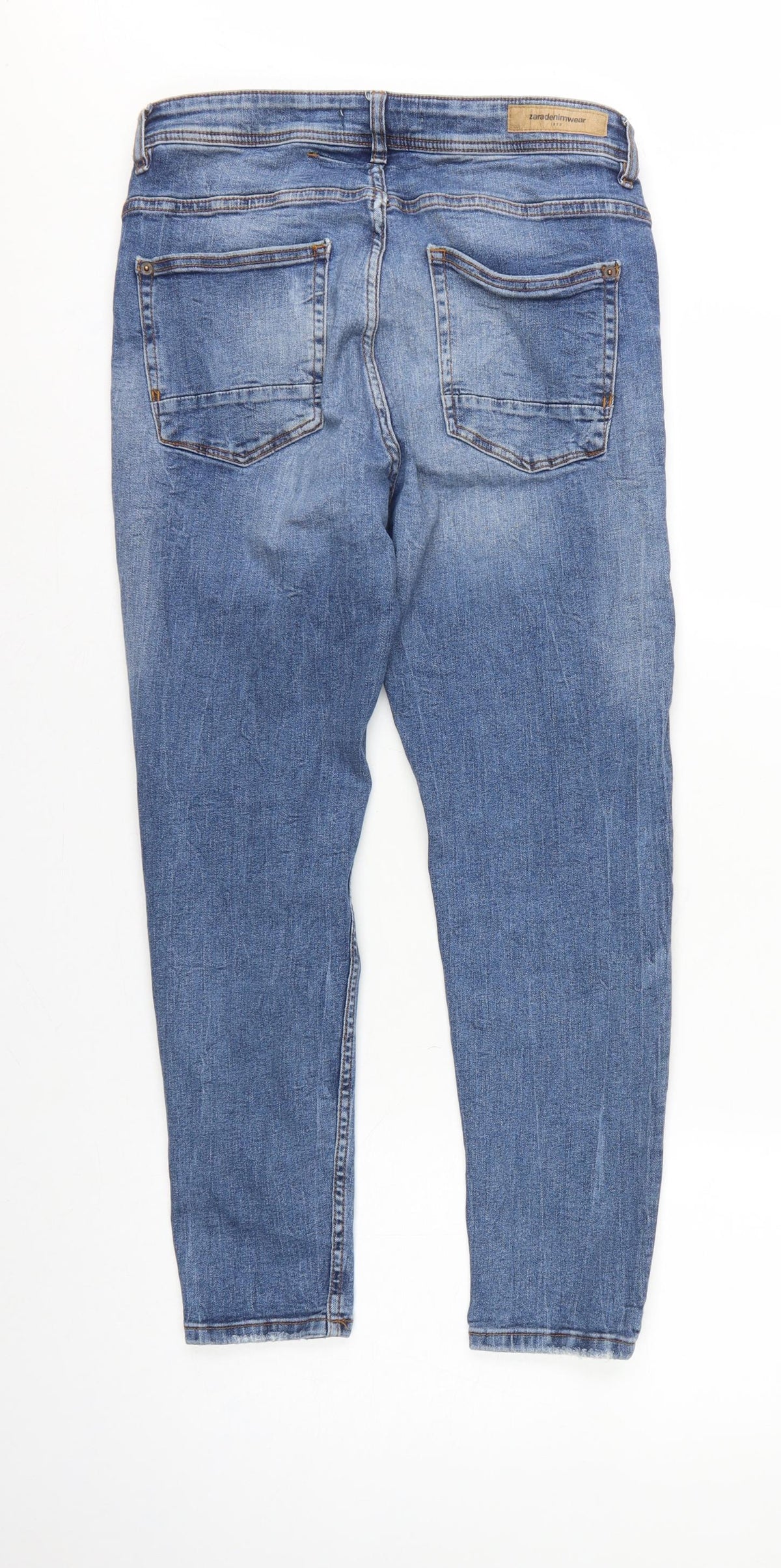 Zara Women Blue UK 14 Skinny Distressed Stretch Denim Jeans