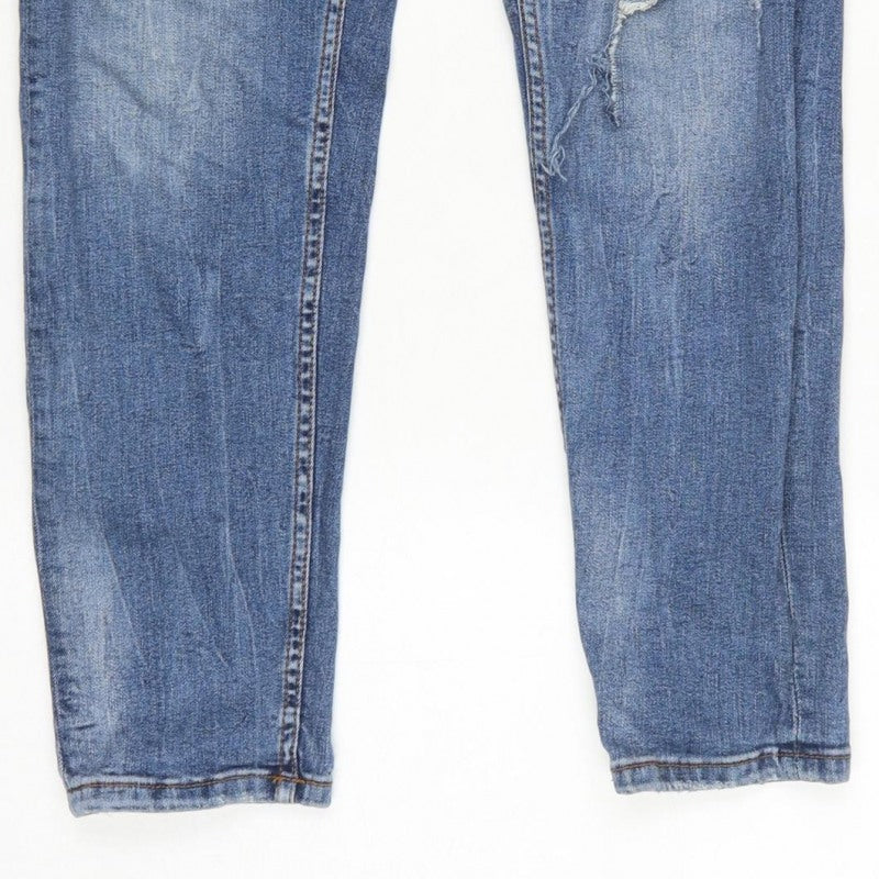 Zara Women Blue UK 14 Skinny Distressed Stretch Denim Jeans