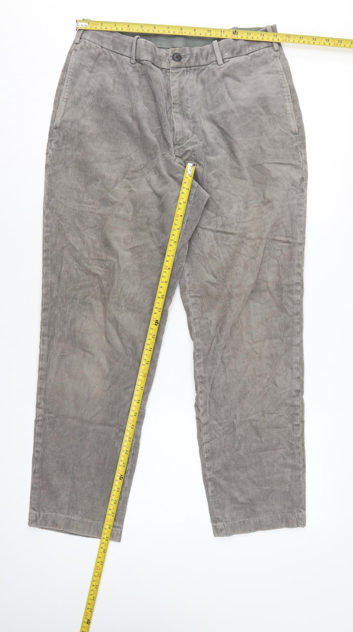 Uniqlo Men's Grey Corduroy Chino Trousers M 30in Regular Tapered