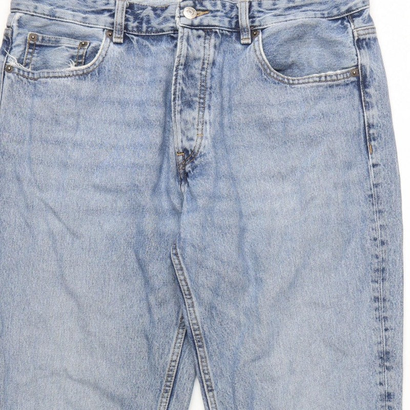 Zara Women’s Blue UK 16 High Rise Straight 5 Pocket Jeans