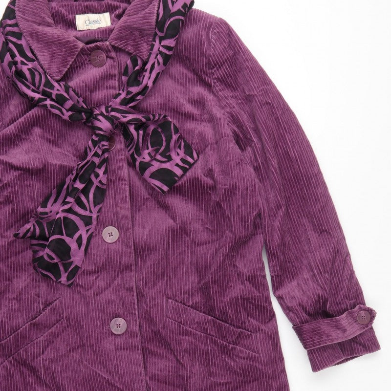 M&S Women Purple UK 18 Corduroy Long Overcoat Scarf