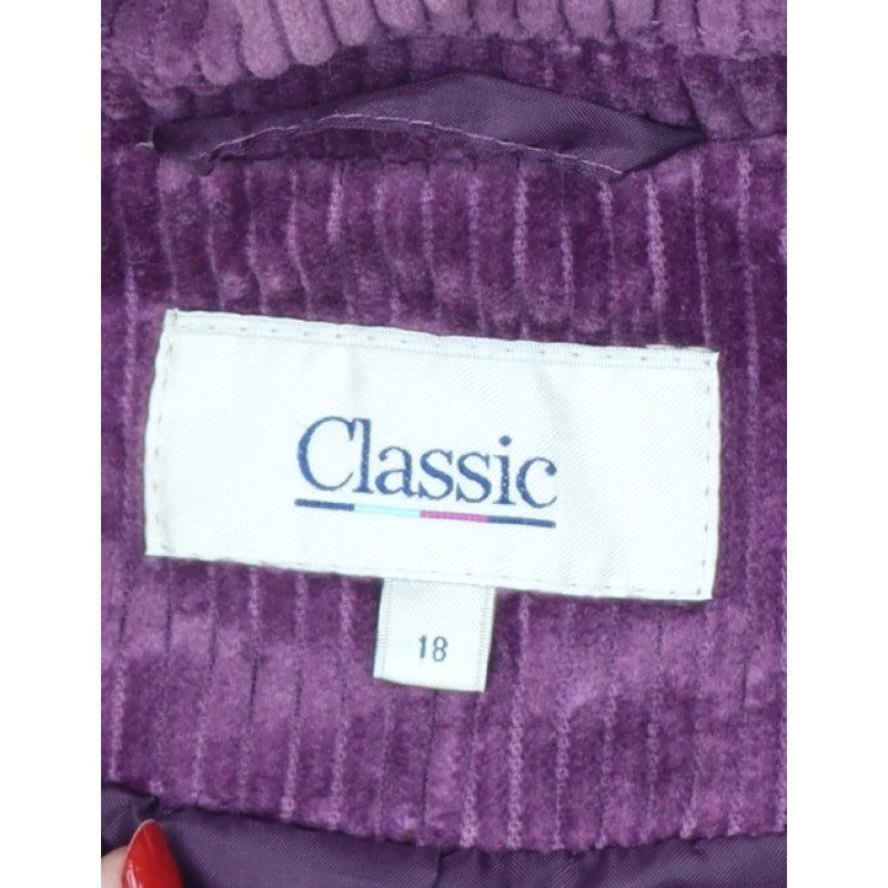 M&S Women Purple UK 18 Corduroy Long Overcoat Scarf