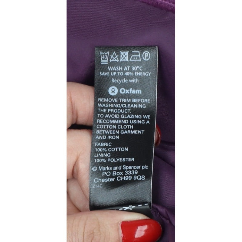 M&S Women Purple UK 18 Corduroy Long Overcoat Scarf