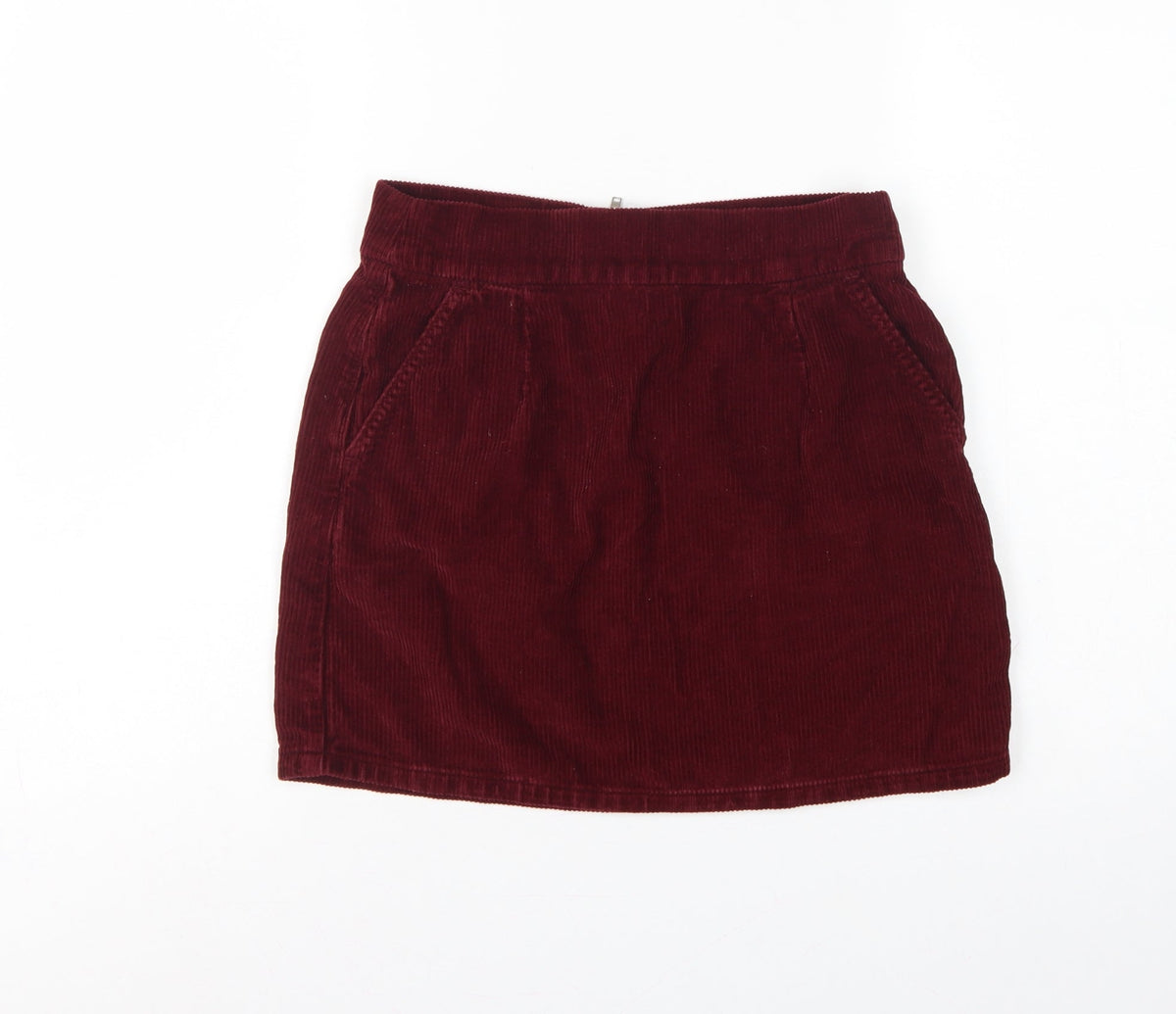 Topshop Moto Women Red Corduroy High Rise Mini Pencil Skirt UK 10
