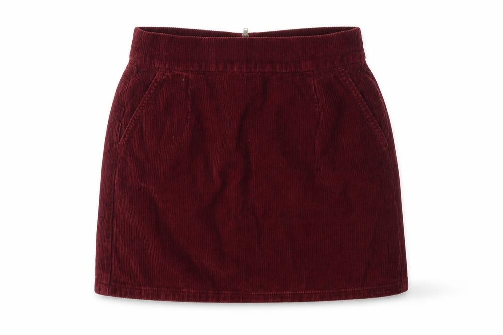 Topshop Moto Women Red Corduroy High Rise Mini Pencil Skirt UK 10