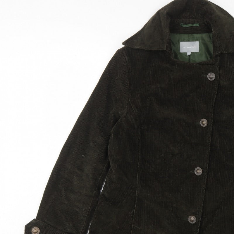 Per Una Women’s Brown UK 14 Corduroy Mid-Length Button Coat