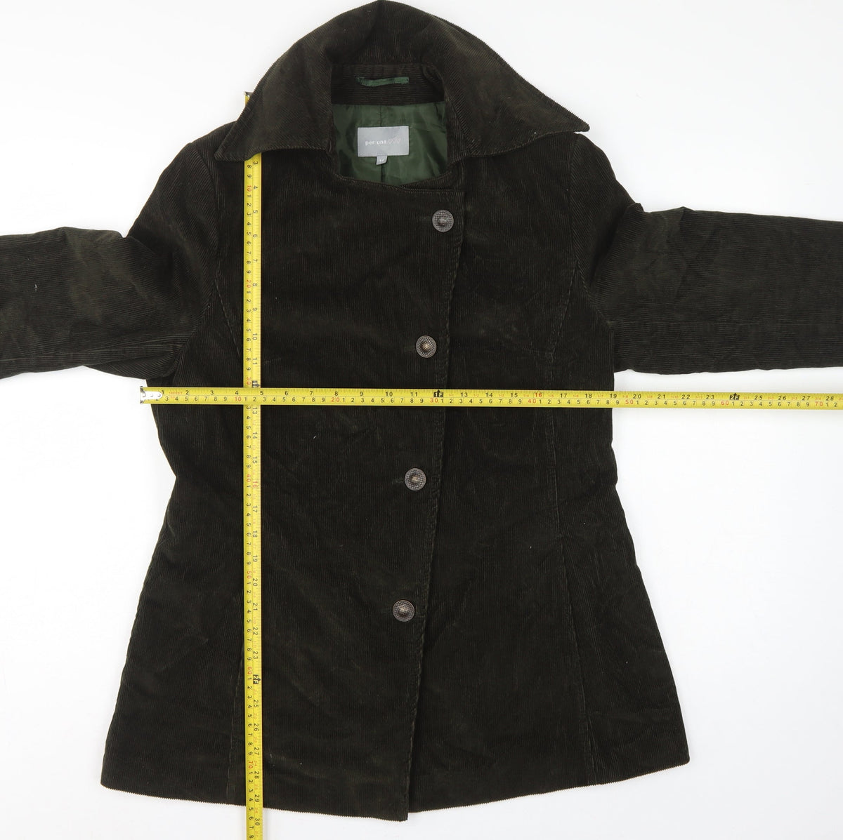 Per Una Women’s Brown UK 14 Corduroy Mid-Length Button Coat