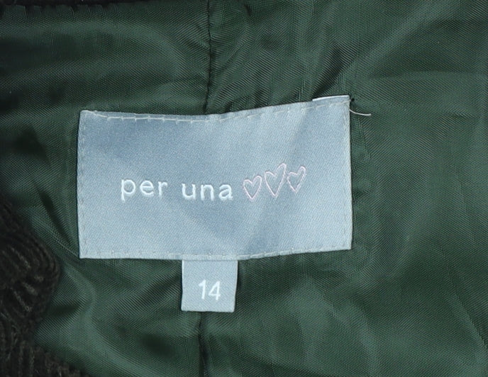 Per Una Women’s Brown UK 14 Corduroy Mid-Length Button Coat