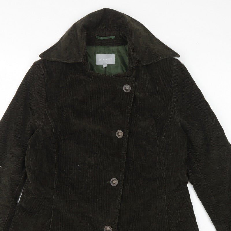 Per Una Women’s Brown UK 14 Corduroy Mid-Length Button Coat