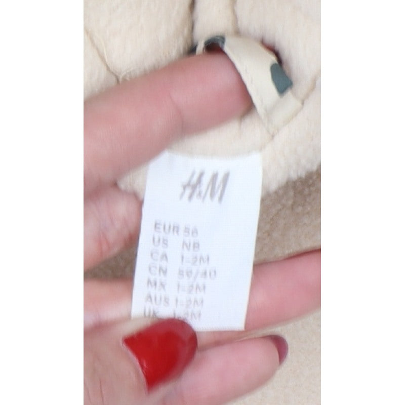 H&M Unisex Baby Beige Spotted Hooded Padded Snowsuit Newborn