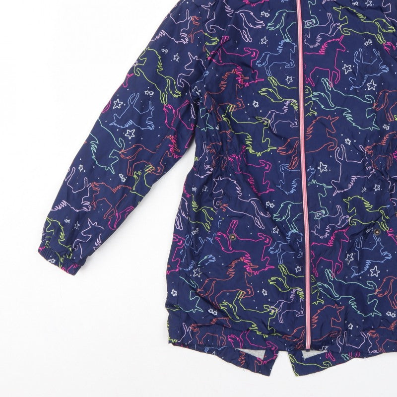 Next Girls Multicoloured Horse Print Hooded Parka Coat 9 Years