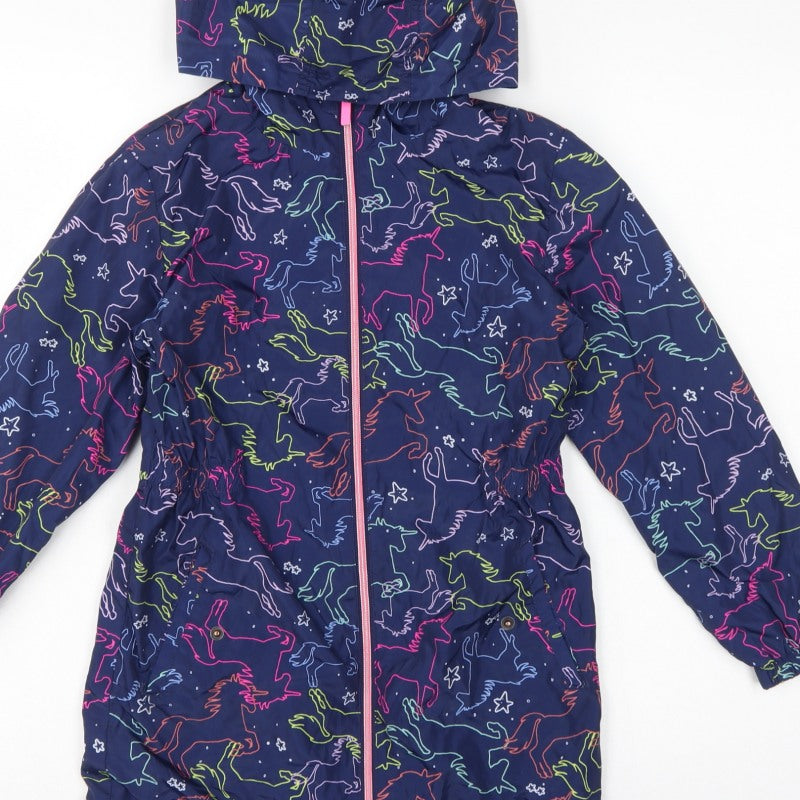 Next Girls Multicoloured Horse Print Hooded Parka Coat 9 Years