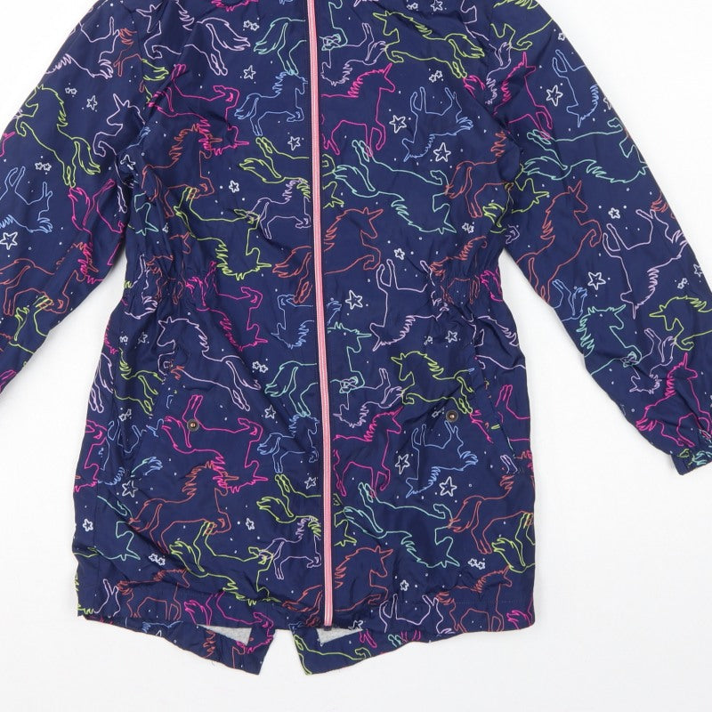 Next Girls Multicoloured Horse Print Hooded Parka Coat 9 Years