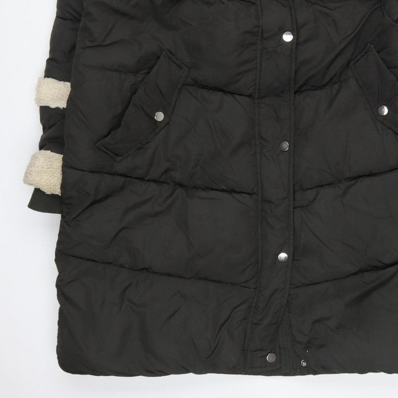 Next Women’s Black UK 16 Petite Long Hooded Puffer Coat