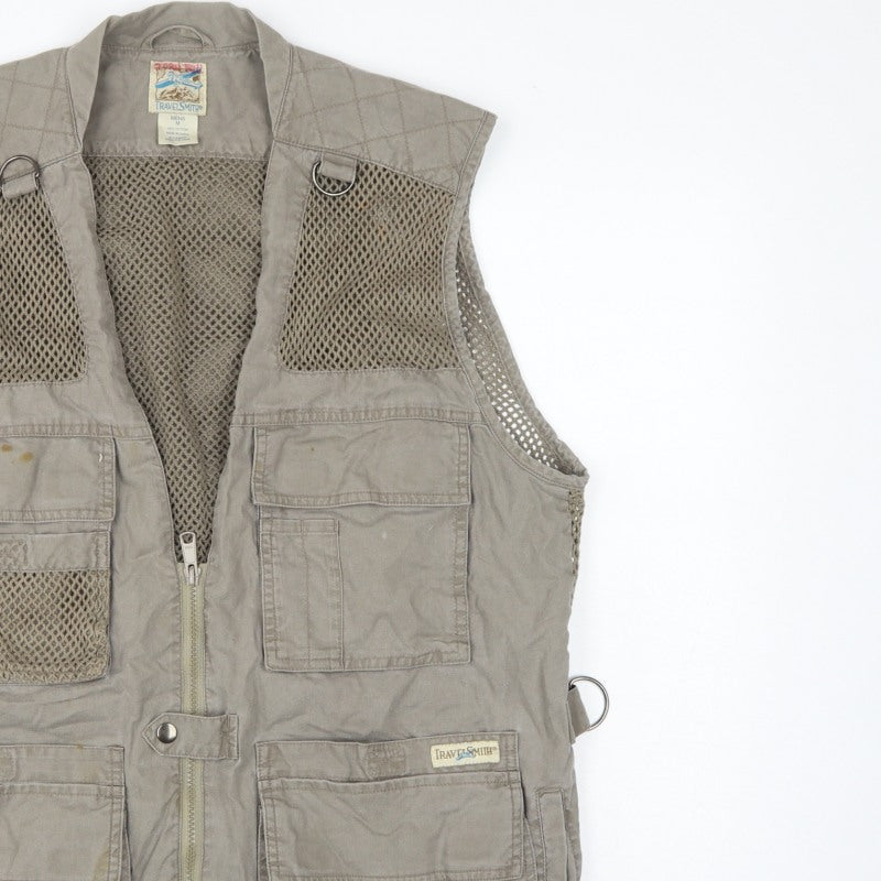 TravelSmith Men’s Grey M Cotton Outdoor Fishing Utility Waistcoat