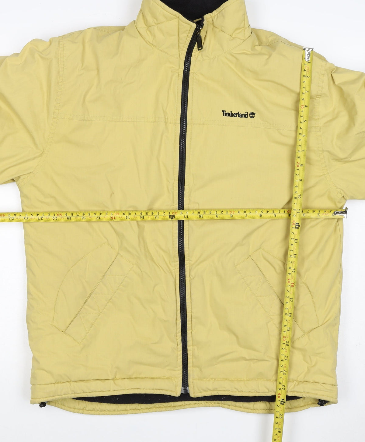 Timberland Men Yellow Small Puffer Jacket Fleece Lined Full Zip