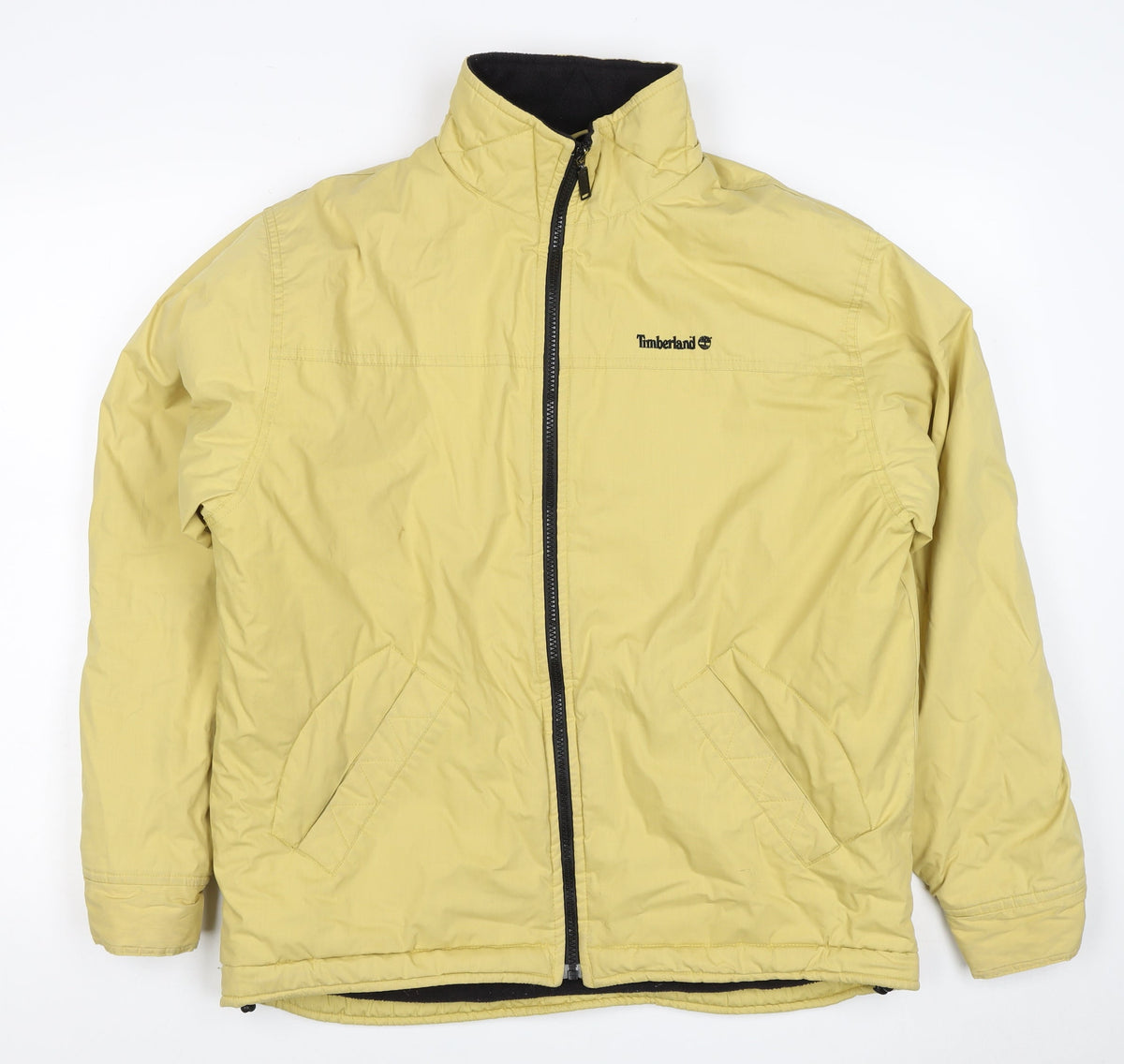 Timberland Men Yellow Small Puffer Jacket Fleece Lined Full Zip