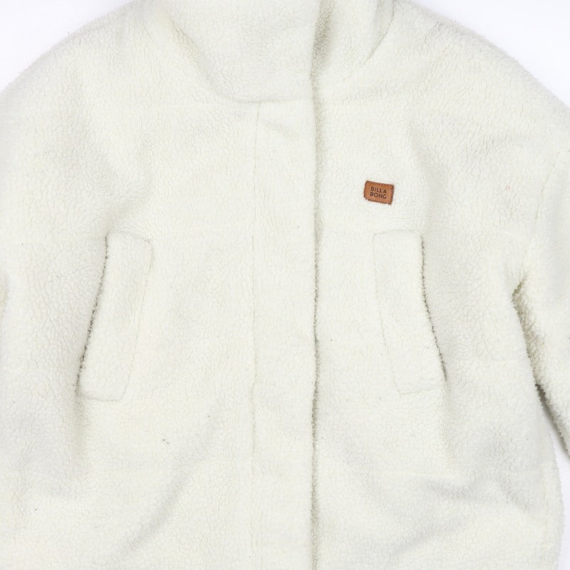 Billabong Women Ivory Size 8 Hooded Sherpa Fleece Jacket