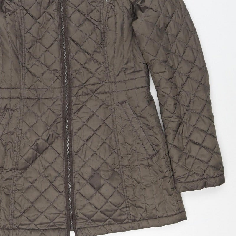 Laundry by Design Women’s Brown S Long Quilted Hooded Puffer Jacket