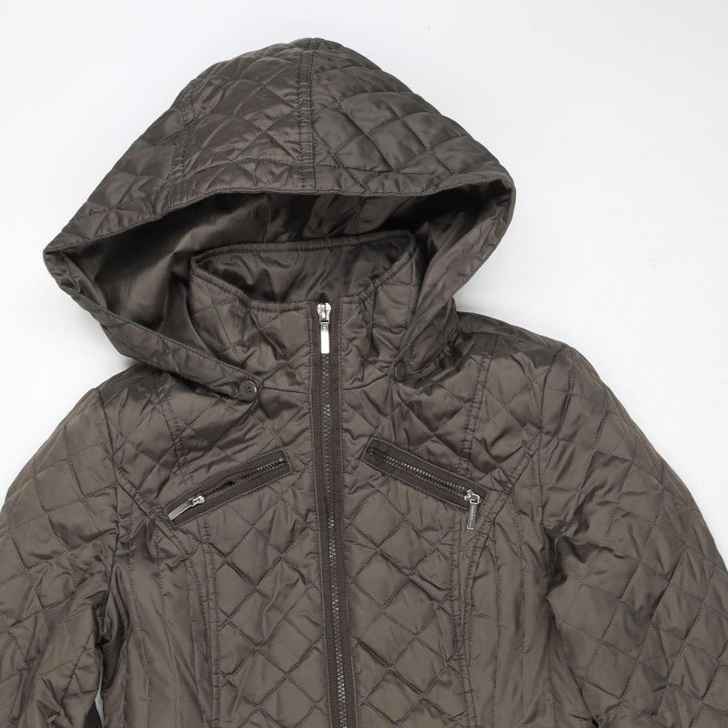 Laundry by Design Women’s Brown S Long Quilted Hooded Puffer Jacket