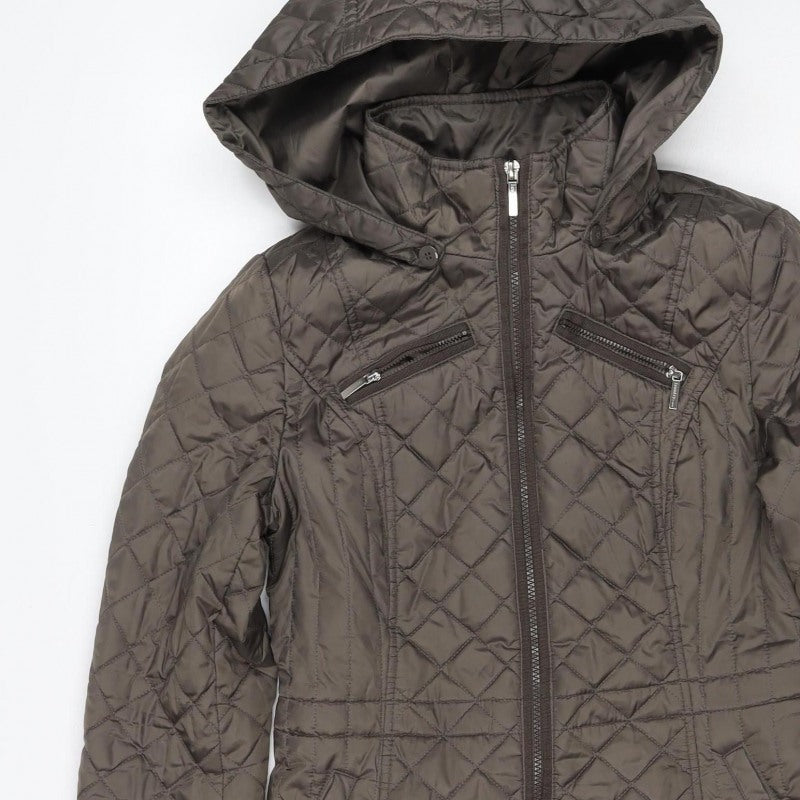 Laundry by Design Women’s Brown S Long Quilted Hooded Puffer Jacket