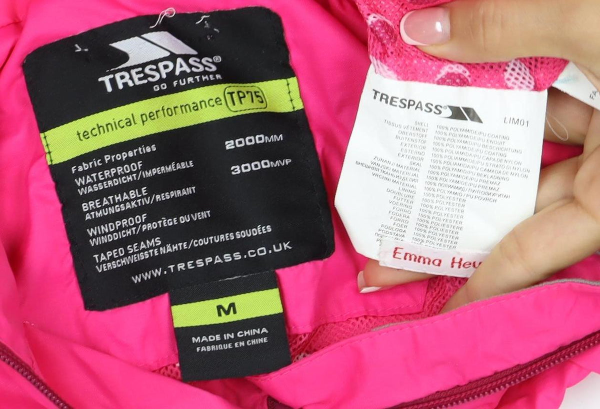 Trespass Women’s Pink M Hooded Waterproof Rain Jacket Full Zip