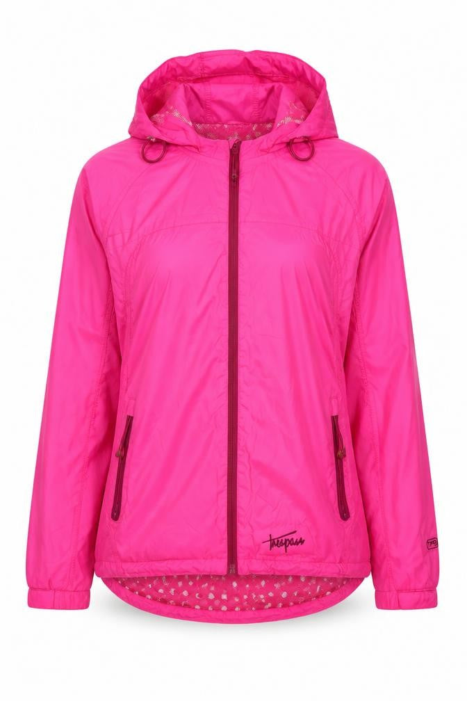 Trespass Women’s Pink M Hooded Waterproof Rain Jacket Full Zip