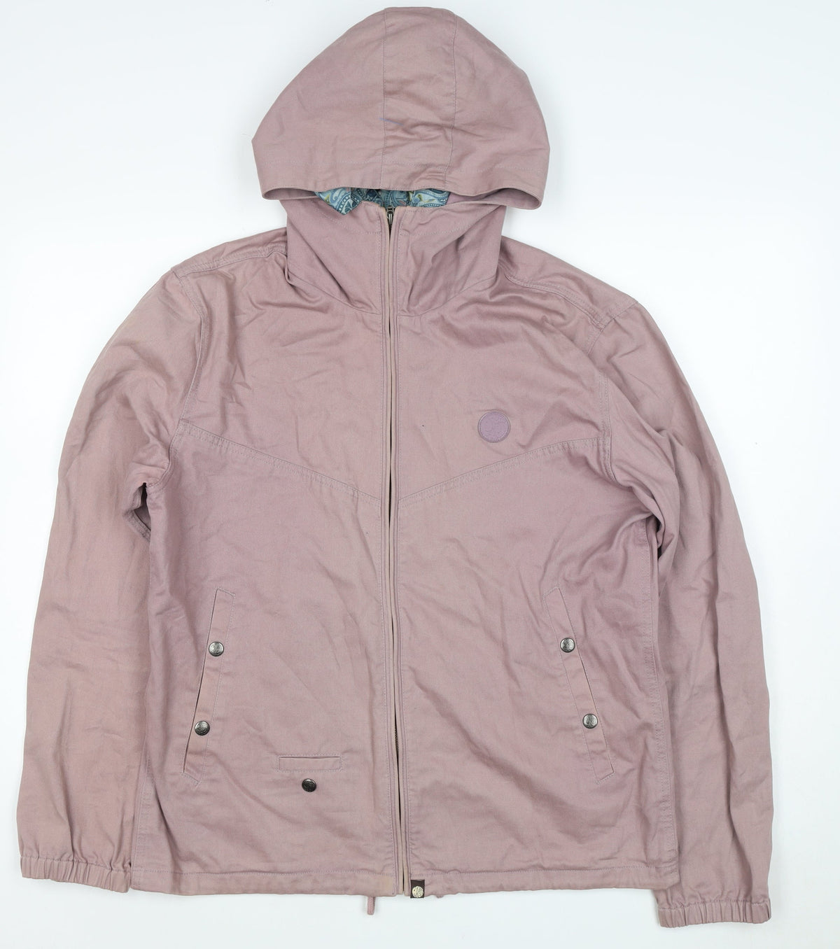 Voodoo Women’s Pink Hooded Cotton Jacket Size S Full Zip Paisley Lining