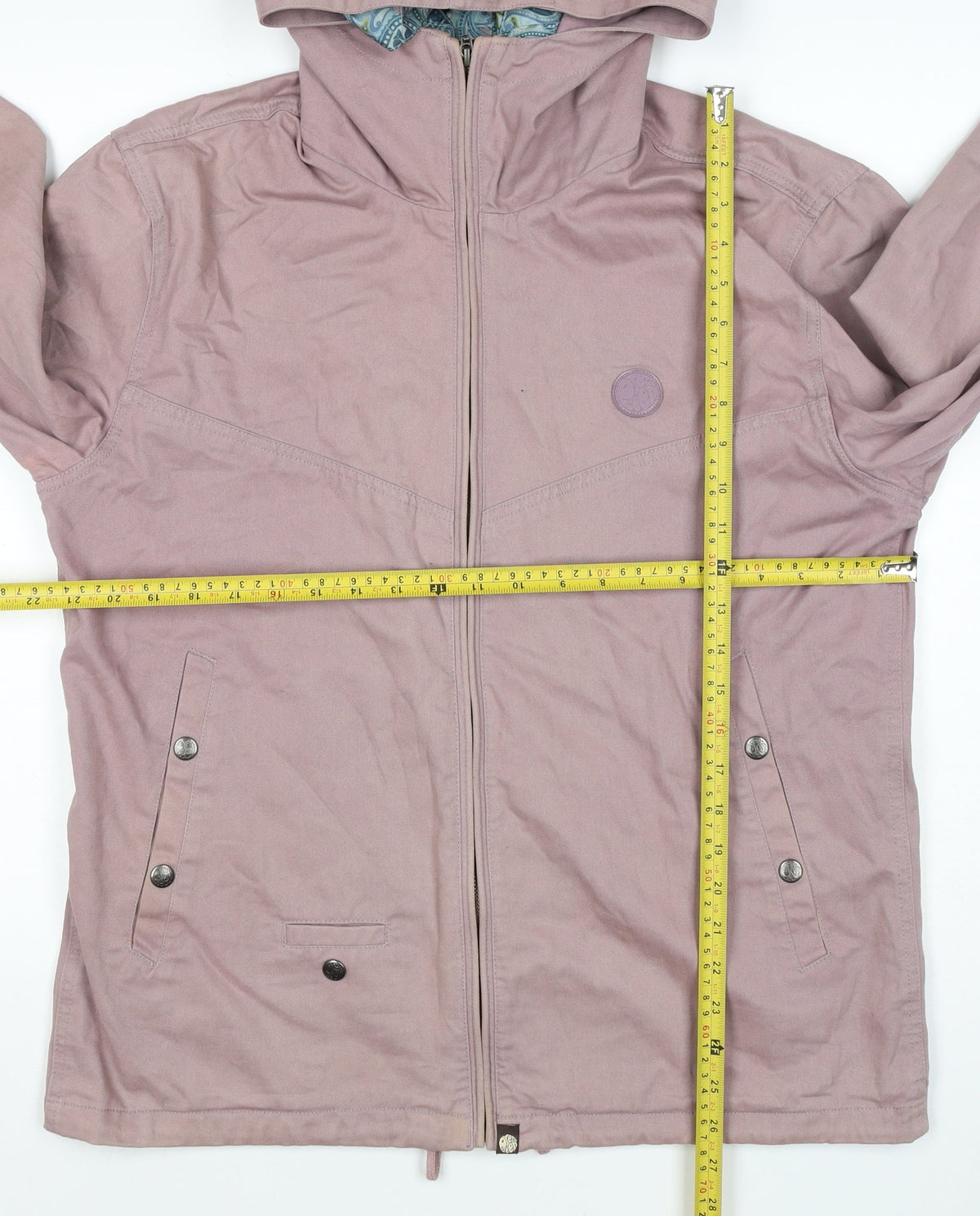Voodoo Women’s Pink Hooded Cotton Jacket Size S Full Zip Paisley Lining