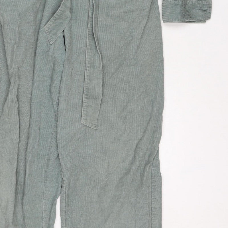 Oliver Bonas Women Green UK 14 Corduroy Belted Zip Jumpsuit