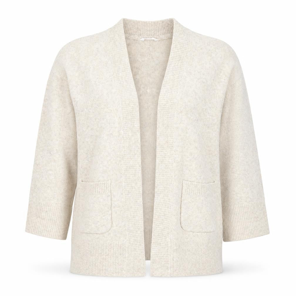 Anyday Women Beige XS Open Knit V-Neck Pocket Cardigan
