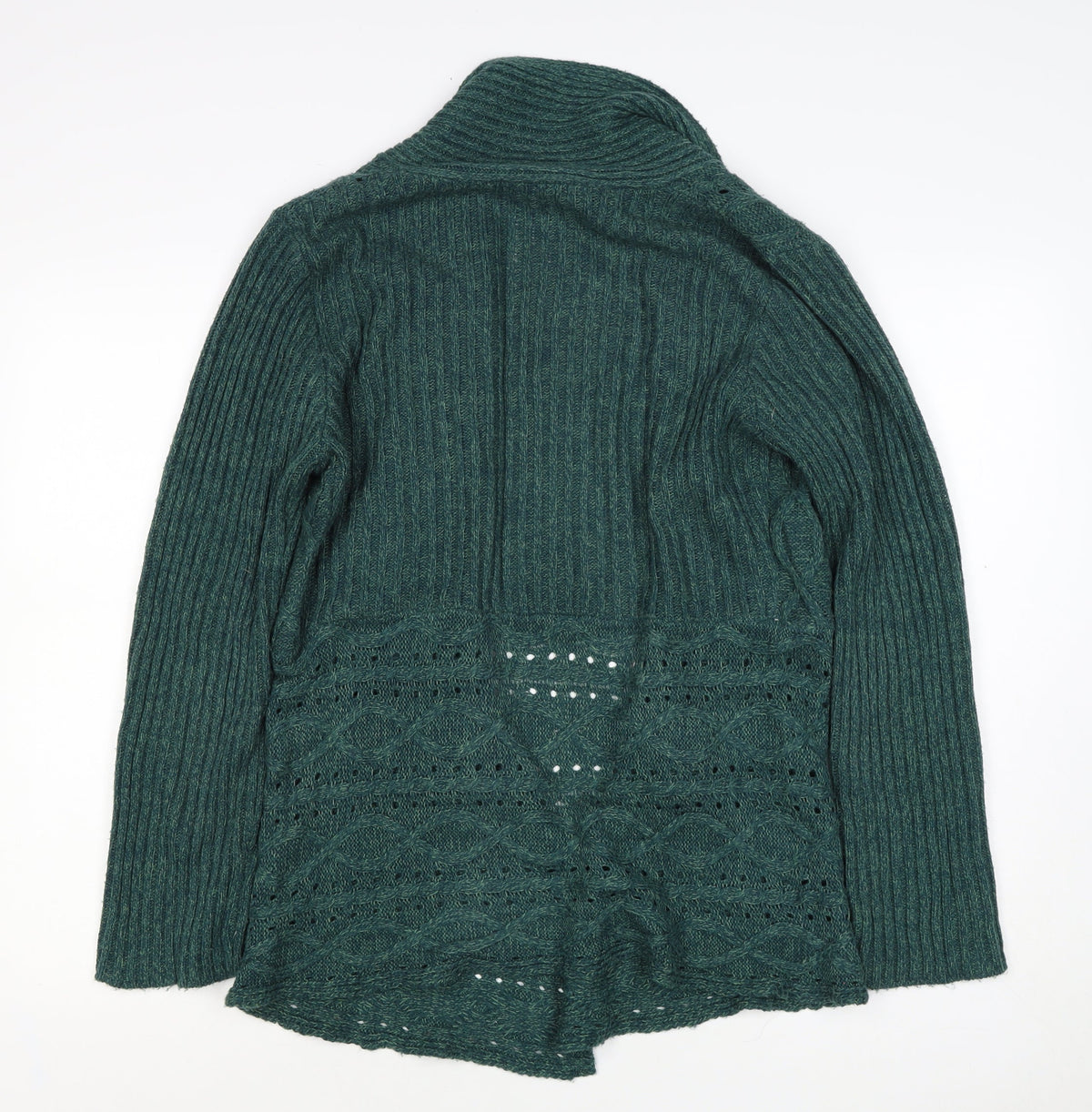 Southern Lady Women’s Green L Open Cable Knit Cardigan Long Sleeve