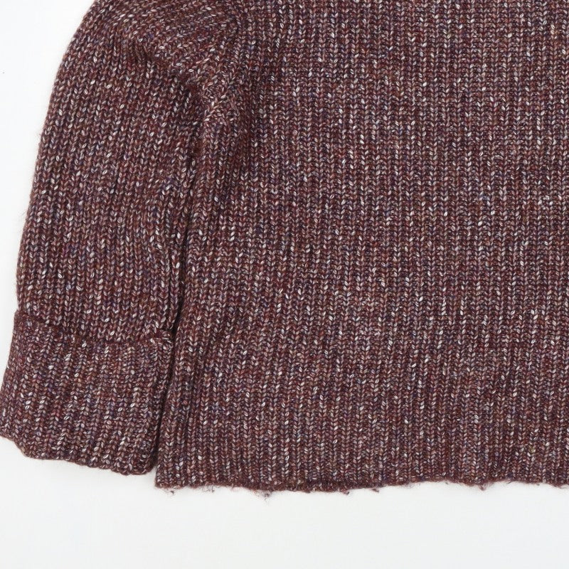 NA-KD Women Brown Marled Chunky Knit Mock Neck Jumper Size S