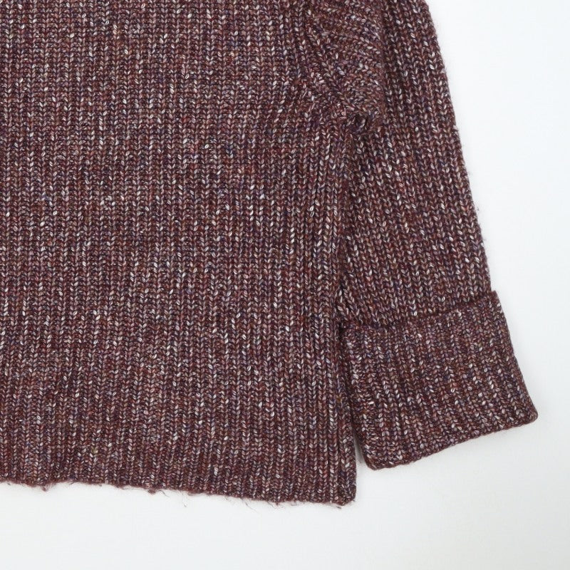 NA-KD Women Brown Marled Chunky Knit Mock Neck Jumper Size S