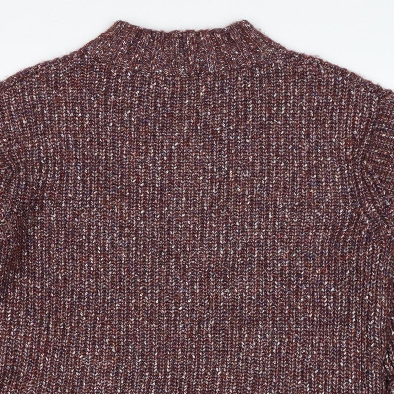 NA-KD Women Brown Marled Chunky Knit Mock Neck Jumper Size S