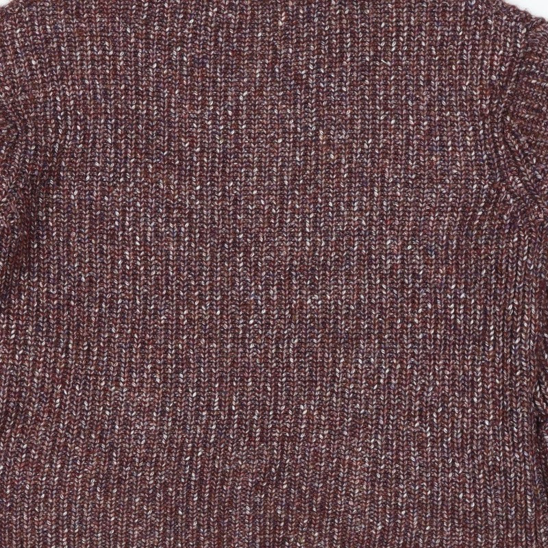 NA-KD Women Brown Marled Chunky Knit Mock Neck Jumper Size S