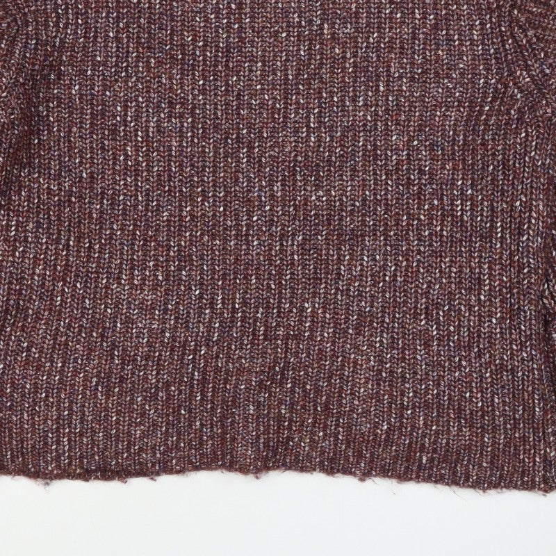 NA-KD Women Brown Marled Chunky Knit Mock Neck Jumper Size S