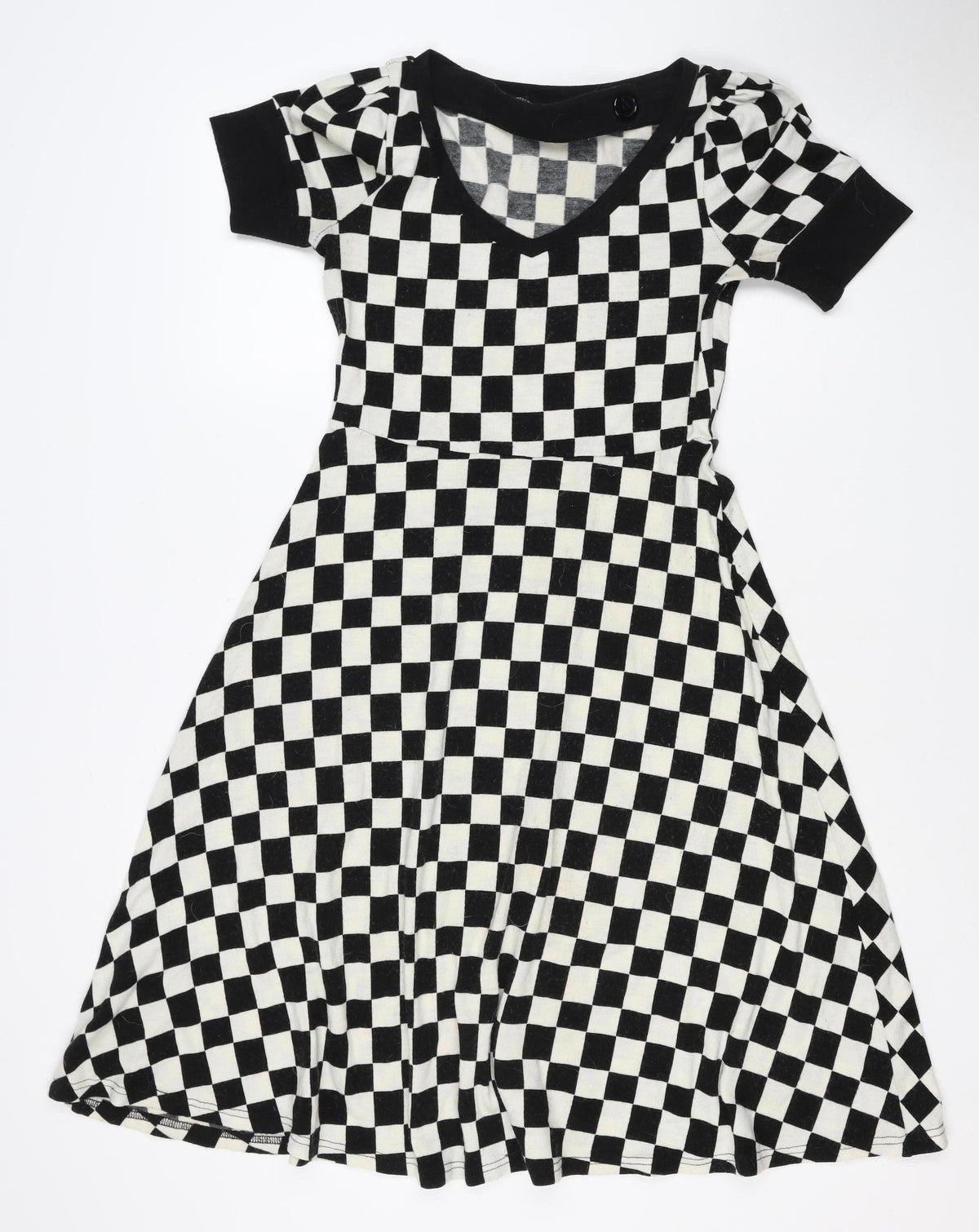 Coco Kisses Women Black White XL Asymmetric Check Knit Jumper Dress