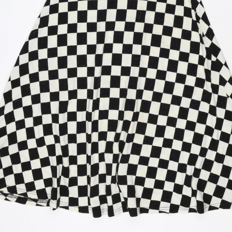 Coco Kisses Women Black White XL Asymmetric Check Knit Jumper Dress