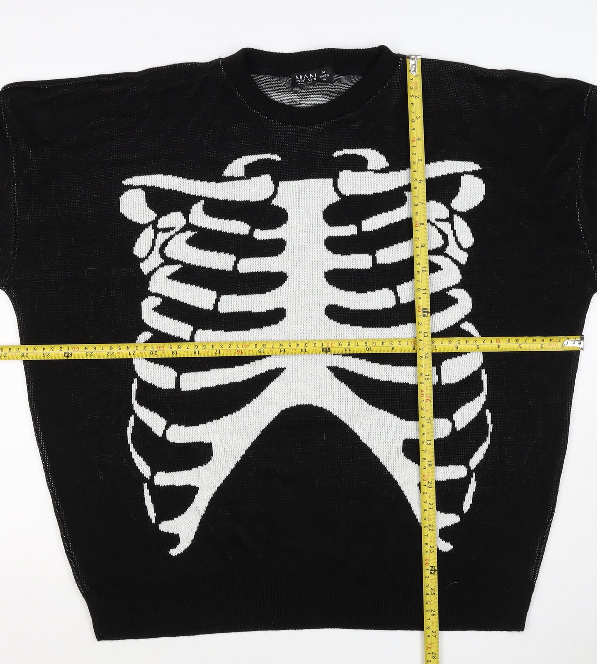 Man Avan Men’s Black M Skull Gothic Graphic Knit Crew Neck Jumper
