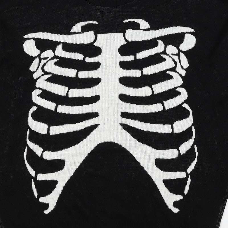 Man Avan Men’s Black M Skull Gothic Graphic Knit Crew Neck Jumper