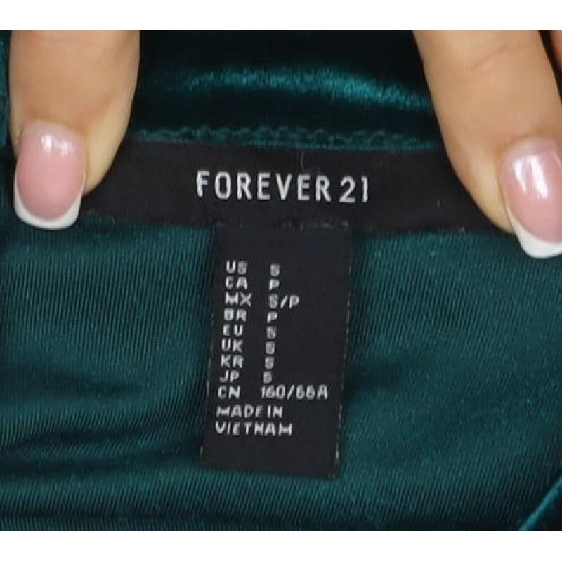 Forever 21 Women Green M Velvet Ruffle Trumpet Mini Skirt