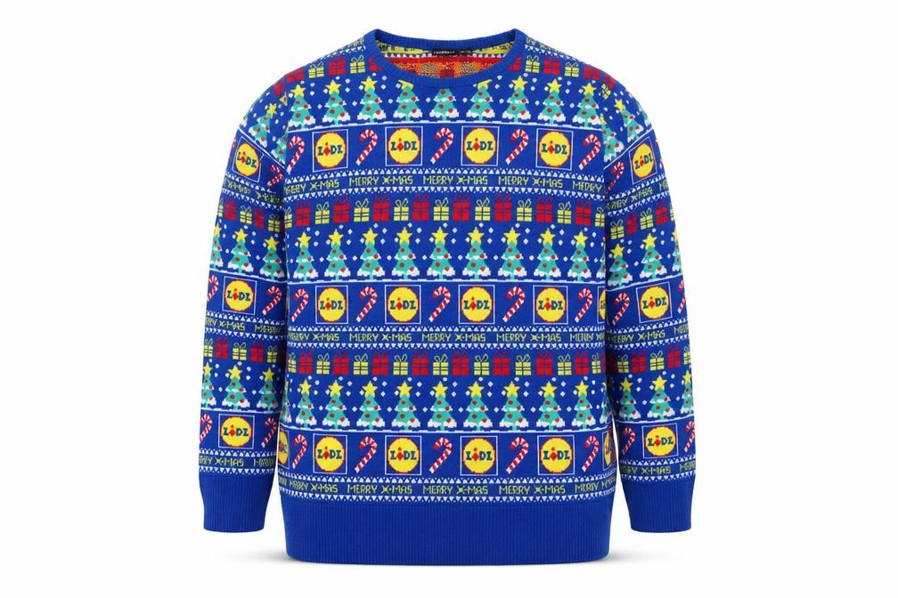 Livergy Men Blue L Lidl Christmas Graphic Knit Pullover Jumper