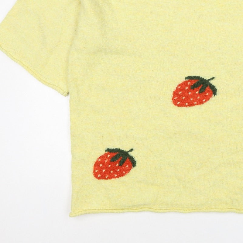 Next Women Yellow Strawberry Mohair Blend Short Sleeve Jumper UK 16 L