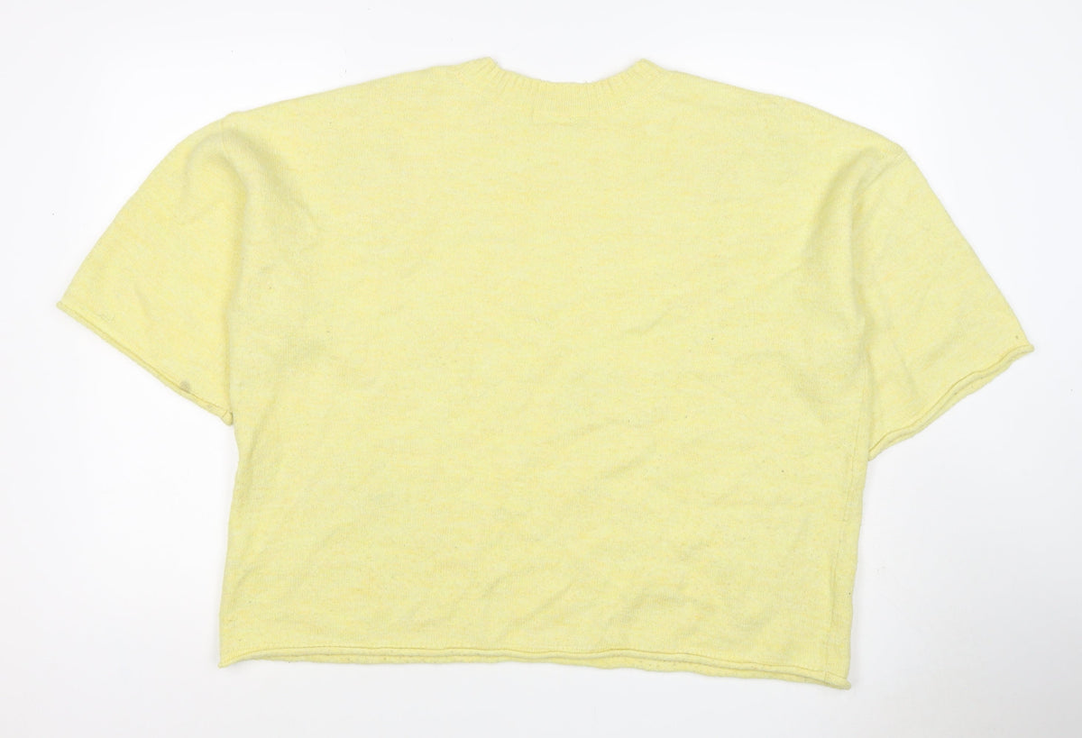 Next Women Yellow Strawberry Mohair Blend Short Sleeve Jumper UK 16 L