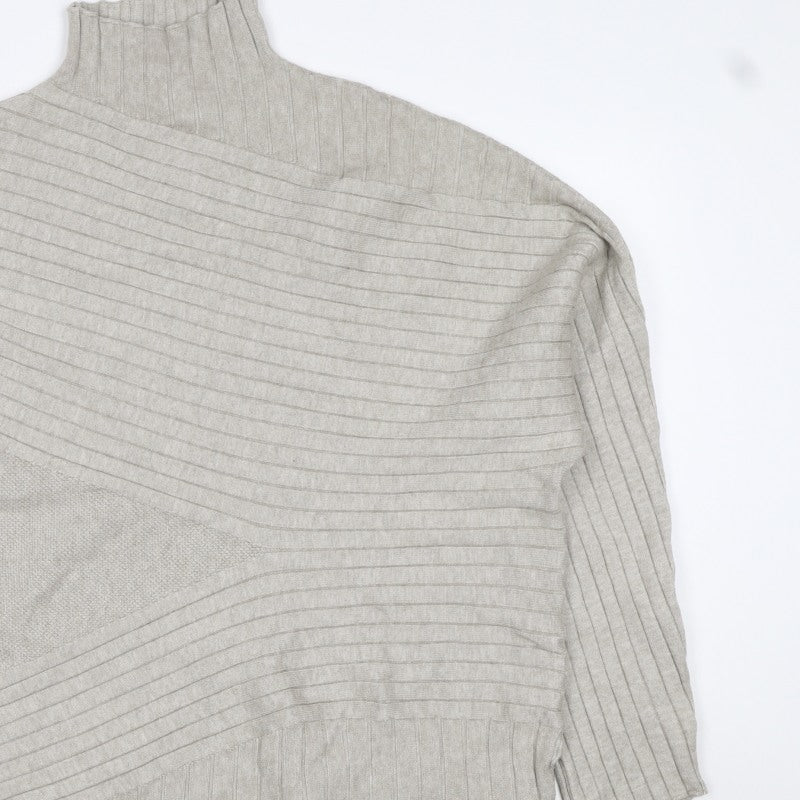 Apricot Women Grey UK 14 Batwing High Neck Ribbed Knit Pullover Jumper
