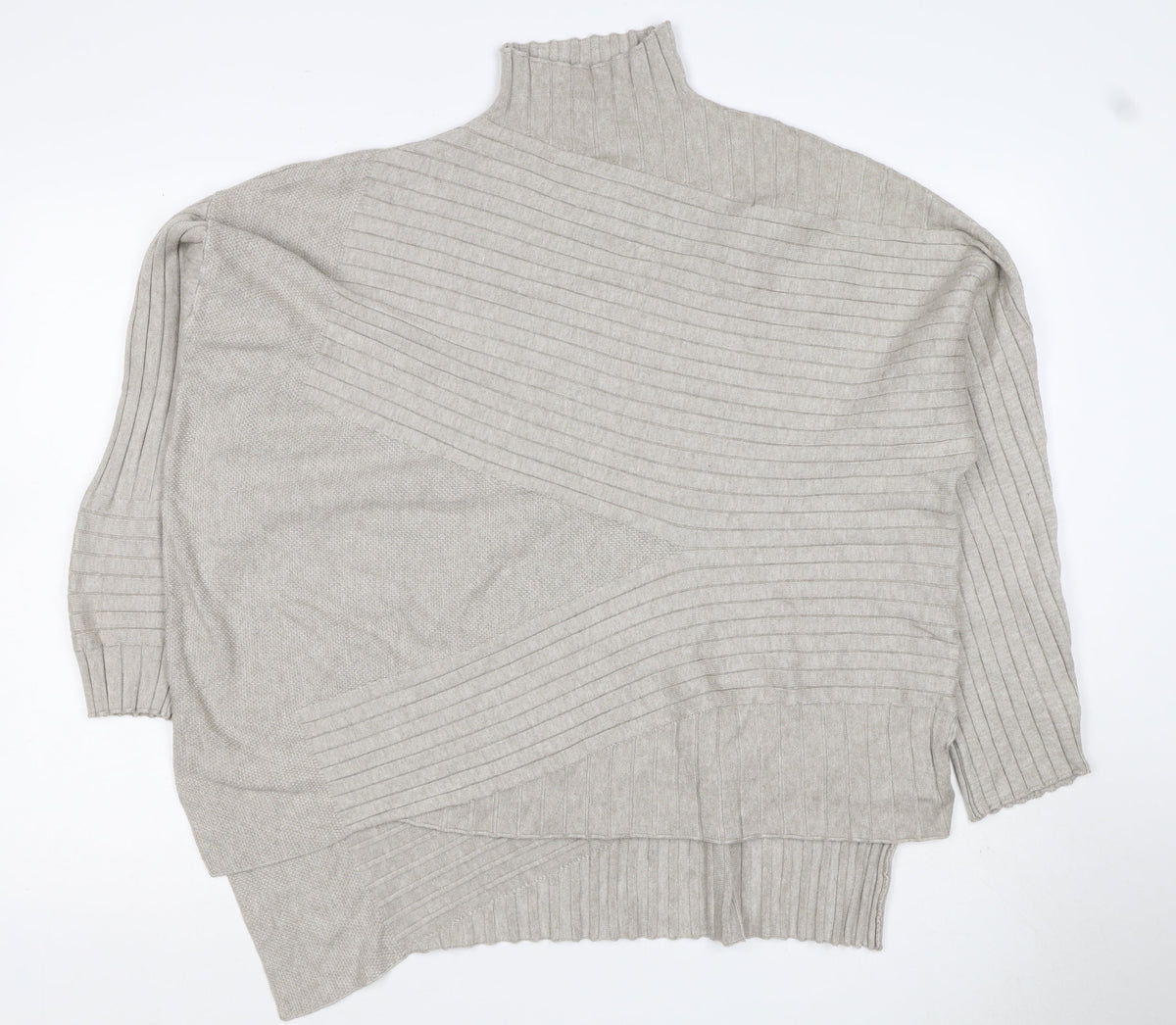 Apricot Women Grey UK 14 Batwing High Neck Ribbed Knit Pullover Jumper